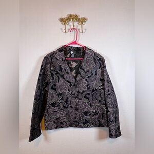 First Option Vintage Brown Paisley Print Blazer Jacket - Size XL